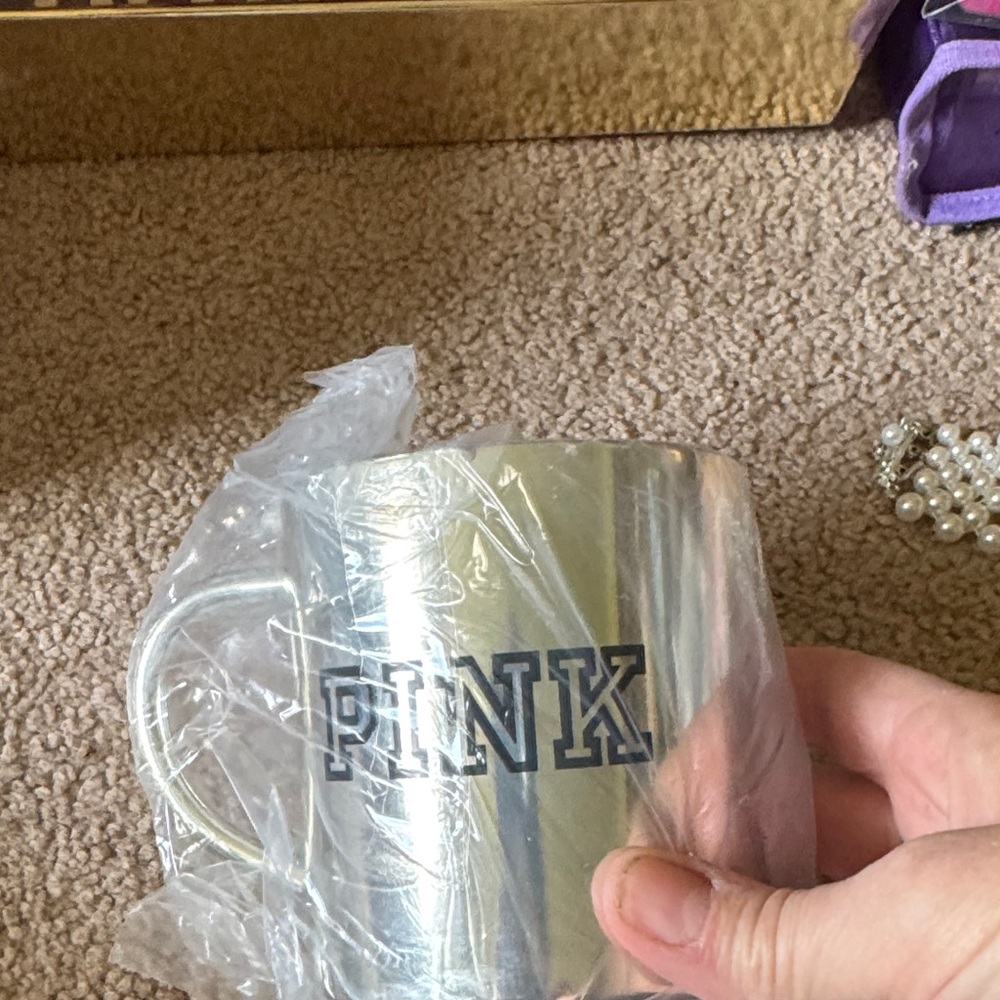 Brand new in box stainless steel Victoria’s Secret pink coffee mug cup rare